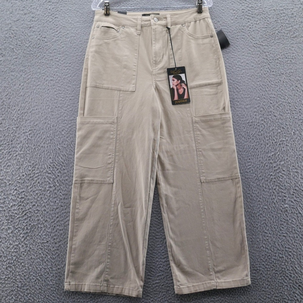 Rachel Roy Justice High Rise Cargo Pants Khaki Tan Wide Leg Size 10/30 NEW